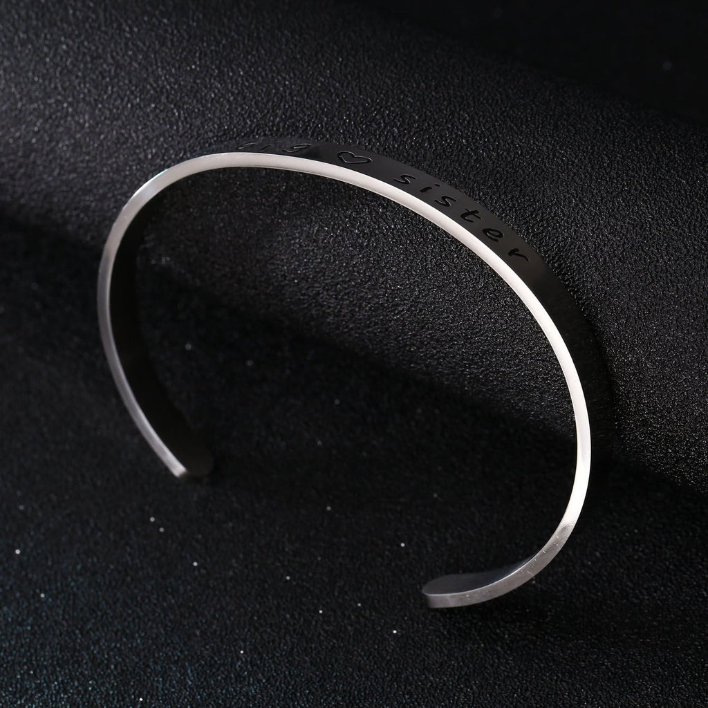 Big Sis Middle Sis Little Sis Sister Cuff Bangle Bracelet Family Friend Gift for Women
